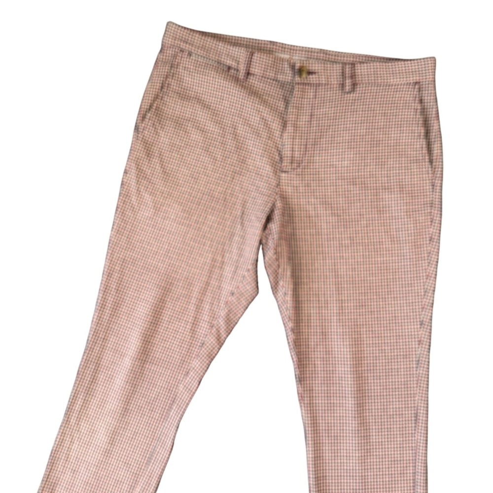 Old Navy Mens 36x30 Slim Fit Gingham Plaid Pants Burgundy Navy Preppy Tradcore